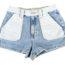 PacSun  Color Block Two-tone High Rise Mom  Denim Short Shorts - Women's Size 27 Photo 0