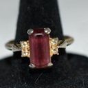 Unique Vintage  1940's Stainless Steel Red Center stone White Rhinestones Ring Photo 1