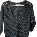 Juicy Couture  Women's Black V Neck 3/4 Dolman Sleeve Gold Stripe Pullover Sz M Photo 1