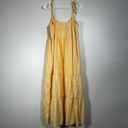 The Nines By Hatch Maternity Tiered Maxi Dress Yellow Tie Strap Size Medium Photo 4