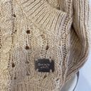 DKNY  Beige Cable Knit V-Neck Hooded Sweatshirt EUC Sz Sm Cotton Pullover Photo 6