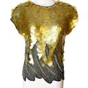 Oleg Cassini Vintage 1980’s  sequin beaded top sz S gold black Photo 0