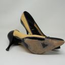 PRADA  Woven Raffia Genuine Leather Cap Toe High Heels Pumps Shoes Neutral Black Photo 3