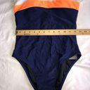 Relleciga  One Piece Swimsuit Blue Orange White Size Medium Modest Paris NEW Photo 7