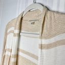 Cyrus  Striped Lightweight Long Sleeve Open Cardigan Sweater Beige White Medium Photo 1