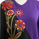 Bob Mackie NWT Vtg 90s  Wearable Art Colorblock Sweater w Colorful Embroidery Photo 4