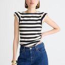 J.Crew  Vintage Rib Ruffle Boatneck Tank Top Striped Nautical Preppy Medium NWT Photo 0