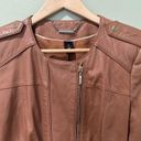 White House | Black Market  Genuine Leather Jacket Moto Full Zip WHBM Brown M​ Photo 1