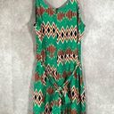 JustFab  Orange & Green Zig Zag V-Neck Tank Dress | Size Medium Photo 0