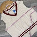 Abound Nwt  preppy sweater vest pullover cable knit cream & maroon Photo 3