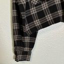 Oak + Fort  Black Plaid Cropped Flannel Collared Shirt Photo 5