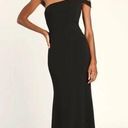 Lulus  Make an Entrance Solid Black One-Shoulder Mermaid Maxi Dress Size Medium Photo 0