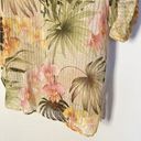 Tommy Bahama  Top Women Small Sheer Tropical Floral Print Popover Roll Tab Sleeve Photo 6