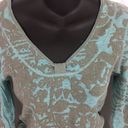 Nic+Zoe  blue beige floral v-neck sweater small Photo 3