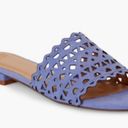 JustFab  Simone Laser Cut Slide Sandals in Blue Photo 5