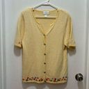 Christopher & Banks Vintage  Yellow Floral Embroidered Short Sleeve Cardigan M Photo 0