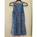 Vibrant Savannah Jane Small Shop  Blue Floral Summery Shift Dress w/ Embroidery L Photo 5