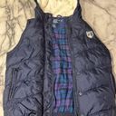 American Eagle Y2K  Puffer Fur Hooded Best Coat Jacket Womens M Navy Blue Photo 0