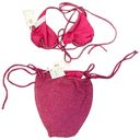 Good American NWT  Sparkle Tiny Ties Bikini in Hawaiian Pink Size 5 & 7 Photo 11