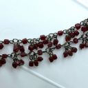 Gothic Double Strand Beaded Choker with Deep Red Square Beads Photo 1