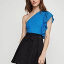 BCBGMAXAZRIA  One Shoulder Ruffle Striped Bodysuit Photo 2