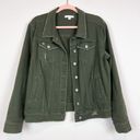 sts blue  Ella Boyfriend Jacket Green Distressed Denim Jacket Size Small Photo 1