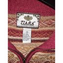 Tiara International Tiara‎ Red Tan Design Full Zip With Shoulder Pads Size Medium Photo 4