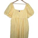 Old Navy  Dress Womens XXL Seersucker Sweetheart Neck Gingham Puff Sleeve Yellow Photo 0