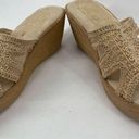 sbicca  Womens Wedge Sandals Slip On Platform Open Toe Heels Knit Strap Beige 10M Photo 5