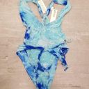 frankie's bikinis 💕💕 Molly One Piece Swimsuit Aqua Tie Dye Crushed Velvet S NWT Photo 0