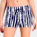 Athleta  Wave Break Smocked Swim Shorts Navy White Stripe Size Small Photo 0