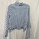 Decree Divided Cropped Sweater Size S Light Baby Blue Soft Cozy Long Sleeves Photo 0