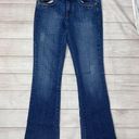 Cache cotton blend lightly distressed flare leg jeans w/embroidery blue sz 6 Photo 0