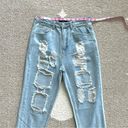 Pretty Little Thing  Kendall Light Wash Super Distressed Mom Jeans Photo 5