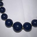 Vintage Blue  Glass Bead with Gold Tone Chain Necklace Photo 1