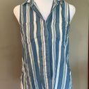 Harper  Sleeveless Striped Chambray Button Up Top Extra Small Photo 0