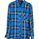 Rails  Womens Lightweight Hunter Plaid Button Up Shirt Size M Cobalt Magenta Photo 2