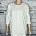 Only  Necessities NWT Size 1X White Eyelet Button Down 100% Cotton Cardigan Top Photo 0