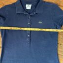 Lacoste Women’s  button down short sleeve pique polo navy blue size 40 small Photo 2