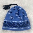 Vintage Handmade Top Notch Knits USA Beanie Hat hearts VTG Blue Photo 1