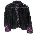 Last Kiss  Vintage 80's Madonna Style Black Lace Hot Pink Blazer Jacket XL Photo 5