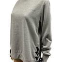 Bebe  Sport Lace Up Side Rhinestone Logo Heather Gray Fleece Sweatshirt Womens L Photo 3