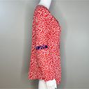 Solitaire  Blouse Womens Medium Red White Ditzy Floral Blue Embroidery Bohemian Photo 2