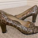 Taryn Rose  Pewter Metallic Leopard Open Toe Heels Photo 2