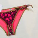 Aerie NWT XS  Pink and Gold Floral Bikini Panties with Hip Ties Photo 1