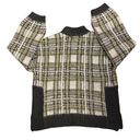 Nine West  fuzzy, mock turtleneck sweater in yellow & gray plaid size large Photo 7