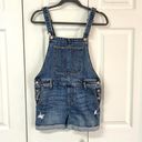 Old Navy Denim Distressed Shortalls Jean Cuffed Short Bib Overalls Size Small Photo 1