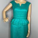 Kay Unger Peplum Silk Aqua Green Dress Size 4 Photo 2