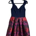 Morgan & Co NWT  Off Shoulder Party Dress w/ Pockets Navy Wine Floral 5 / 6 Photo 0