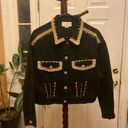 Cache Women's vintage  Black Denim Jacket With Gold Embellishment Size M Photo 0